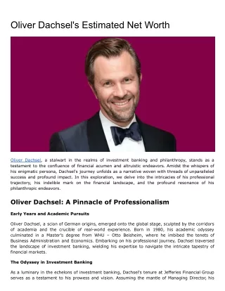 oliver dachsel s estimated net worth