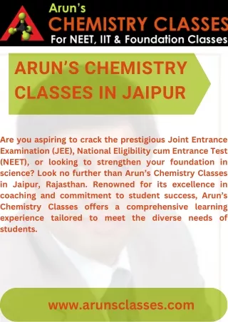 Arun’s Classes of Chemistry: Empowering Students for Academic Success