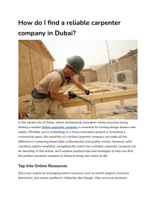 How do I find a reliable carpenter company in Dubai_
