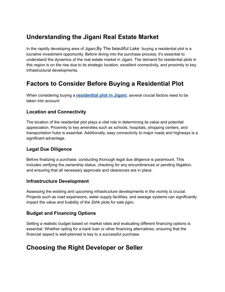 understanding the jigani real estate market