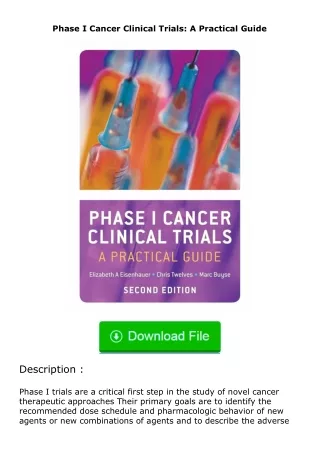 download⚡[PDF]❤ Phase I Cancer Clinical Trials: A Practical Guide