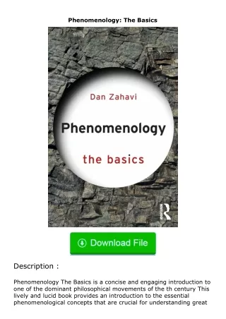 Download❤[READ]✔ Phenomenology: The Basics