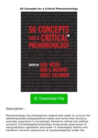 Download⚡ 50 Concepts for a Critical Phenomenology