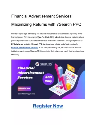 Financial Advertisement Services | Financial Services Ads