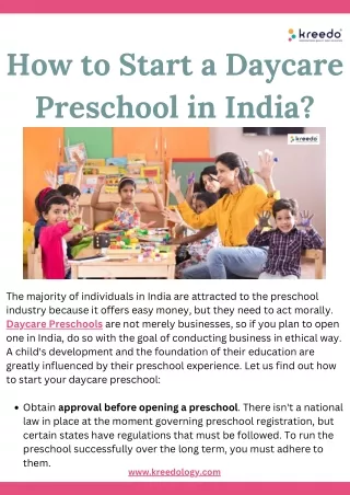 How to Start a Daycare Preschool in India
