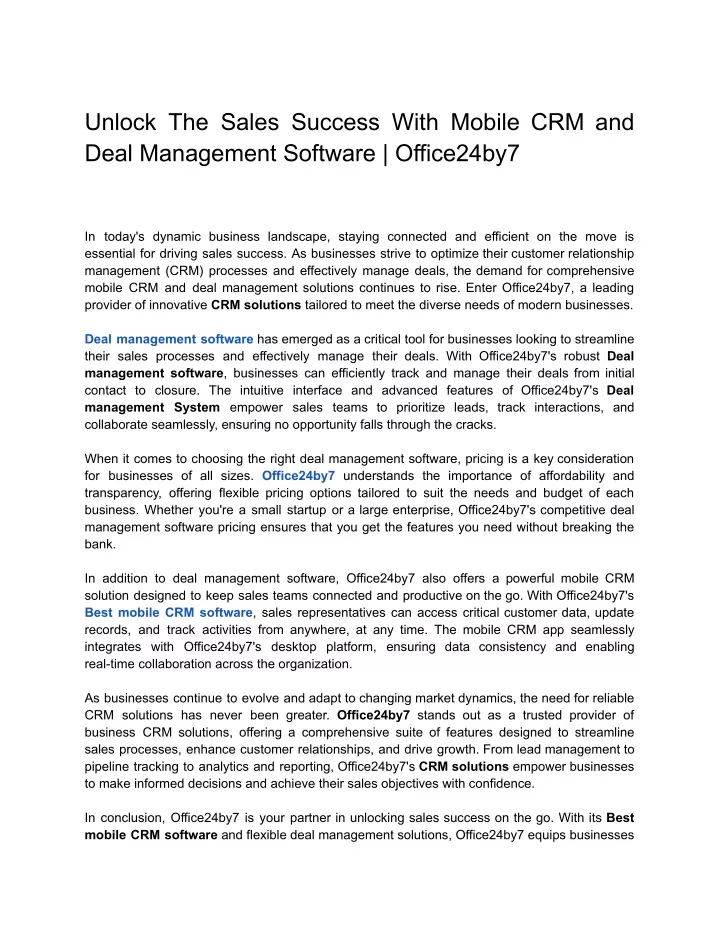 unlock the sales success with mobile crm and deal