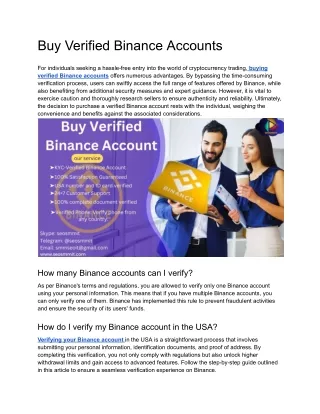 Buy Verified Binance Accounts