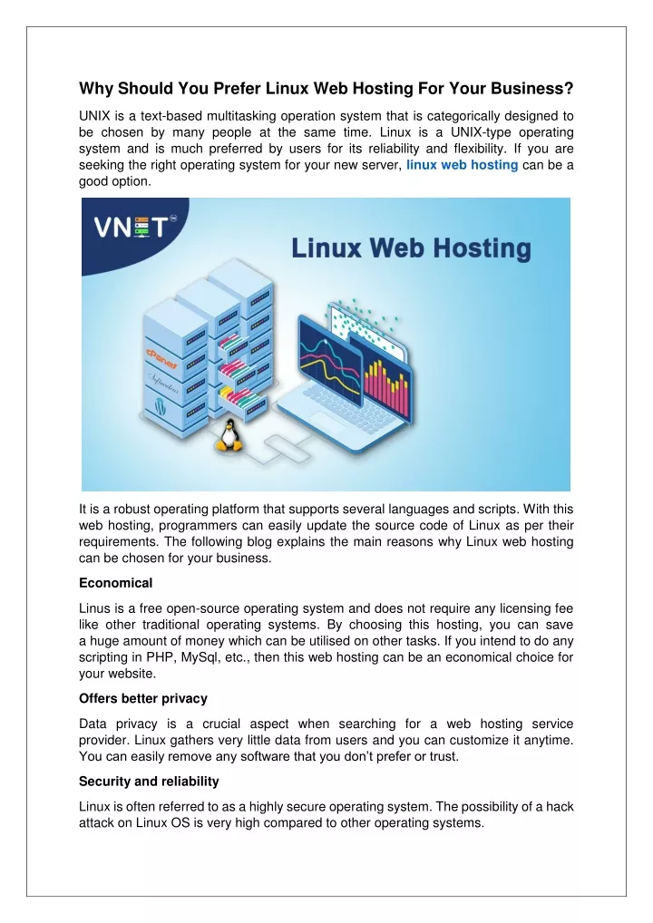 why should you prefer linux web hosting for your