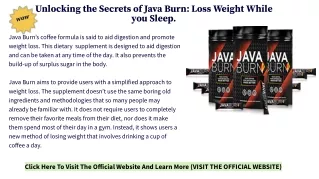 Unlocking the Secrets of Java Burn - Loss Weight While you Sleep