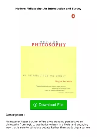 pdf❤(download)⚡ Modern Philosophy: An Introduction and Survey