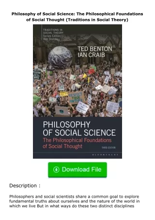 PDF✔Download❤ Philosophy of Social Science: The Philosophical Foundations of S