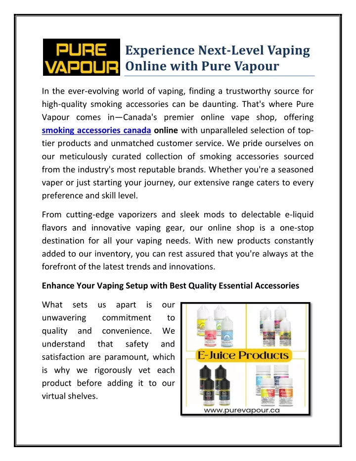 experience next level vaping online with pure