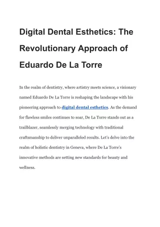 Digital Dental Esthetics_ The Revolutionary Approach of Eduardo De La Torre