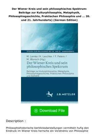 (❤️pdf)full✔download Der Wiener Kreis und sein philosophisches Spektrum: Beitr