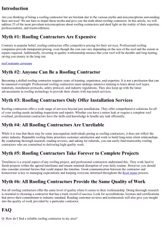 Roofing Contractors Myths Debunked