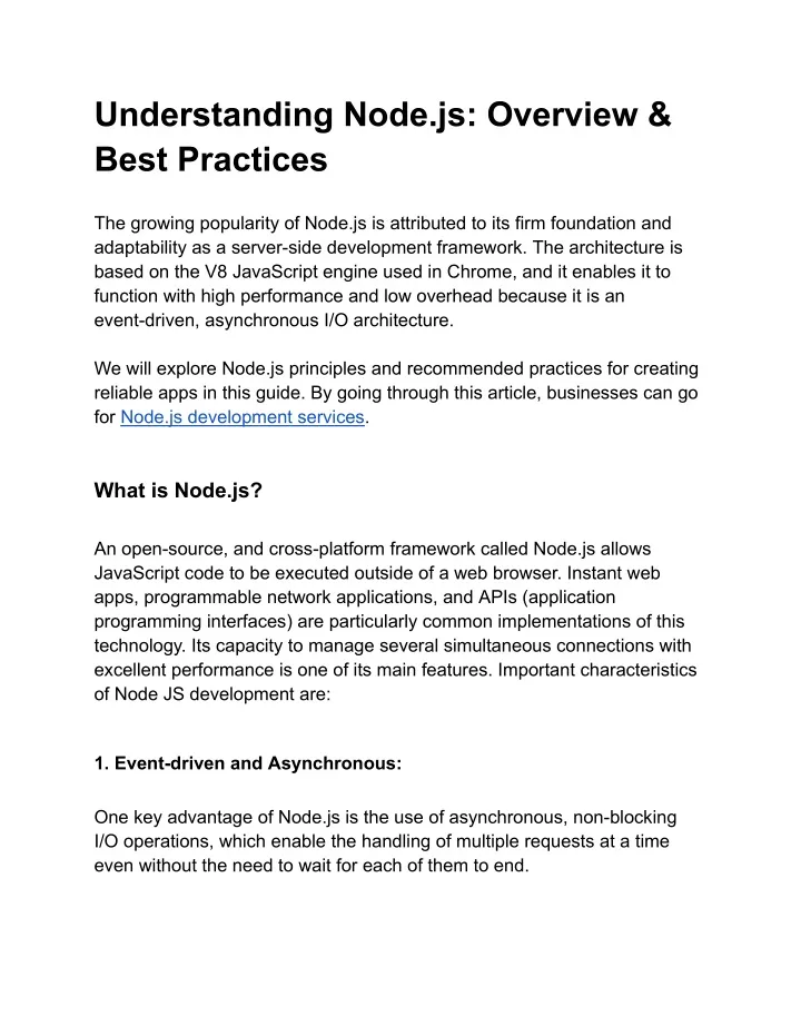 understanding node js overview best practices