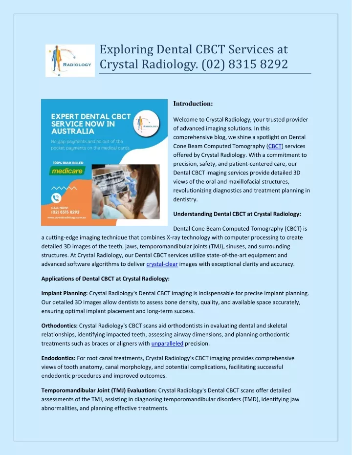 exploring dental cbct services at crystal