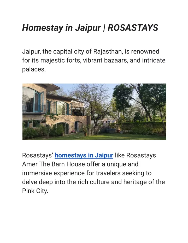 homestay in jaipur rosastays