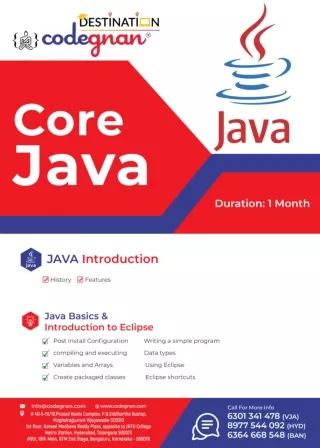 Codegnan, Core Java Training in Bangalore (Course Curriculum)