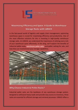 Maximizing Efficiency and Space - A Guide to Warehouse Storage Racks with LSRACK