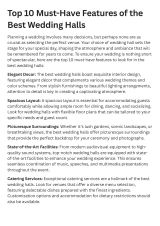 top 10 must have features of the best wedding