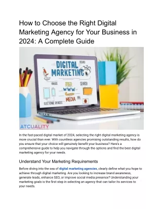 How to Choose the Right Digital Marketing Agency for Your Business in 2024
