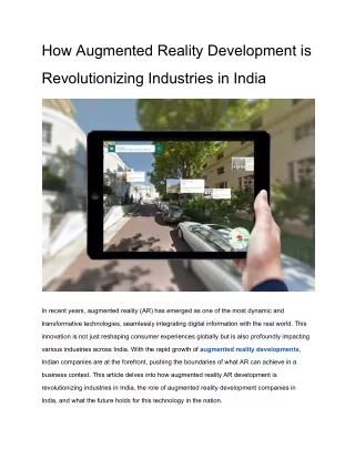 How Augmented Reality Development is Revolutionizing Industries in India