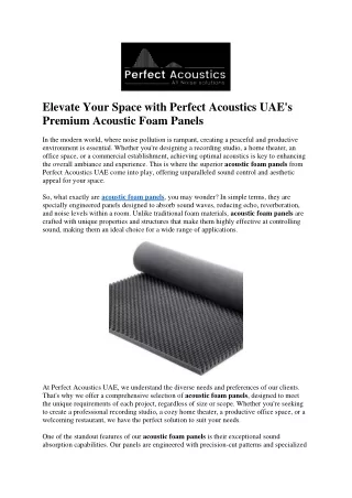 Elevate Your Space with Perfect Acoustics UAE's Premium Acoustic Foam Panels