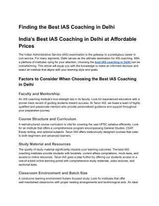 Finding the Best IAS Coaching in Delhi