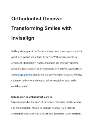 Orthodontist Geneva_ Transforming Smiles with Invisalign