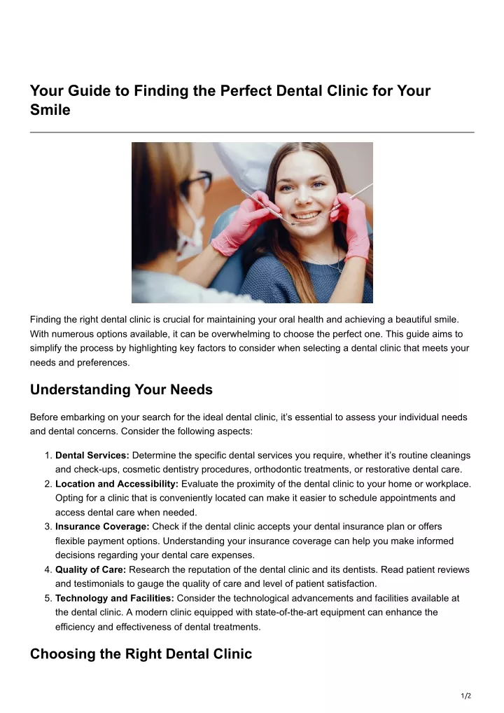 your guide to finding the perfect dental clinic