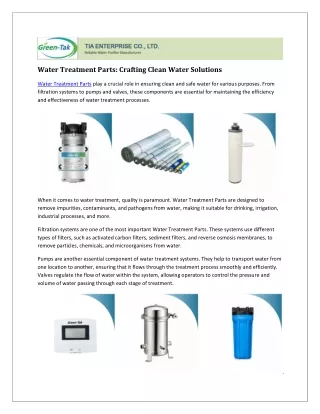Water Treatment Parts: Keep Your Water Clean and Safe