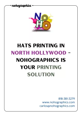 Hats Printing in North Hollywood - NohoGraphics is Your Printing Solution