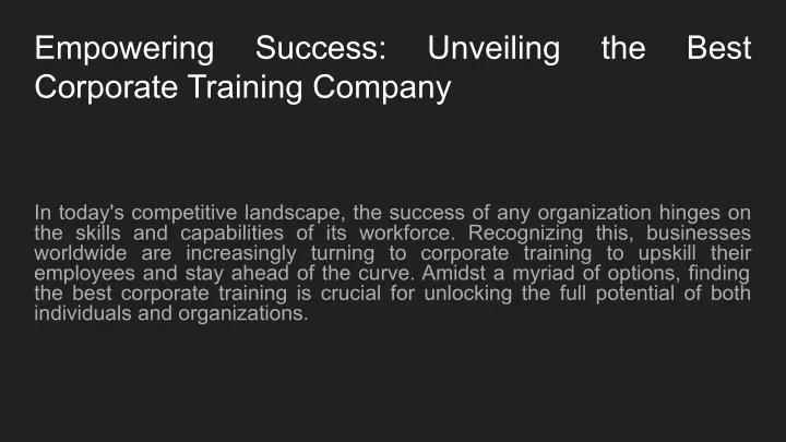 empowering corporate training company