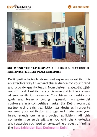 SELECTING THE TOP DISPLAY A GUIDE FOR SUCCESSFUL EXHIBITIONS DELHI STALL DESIGNER