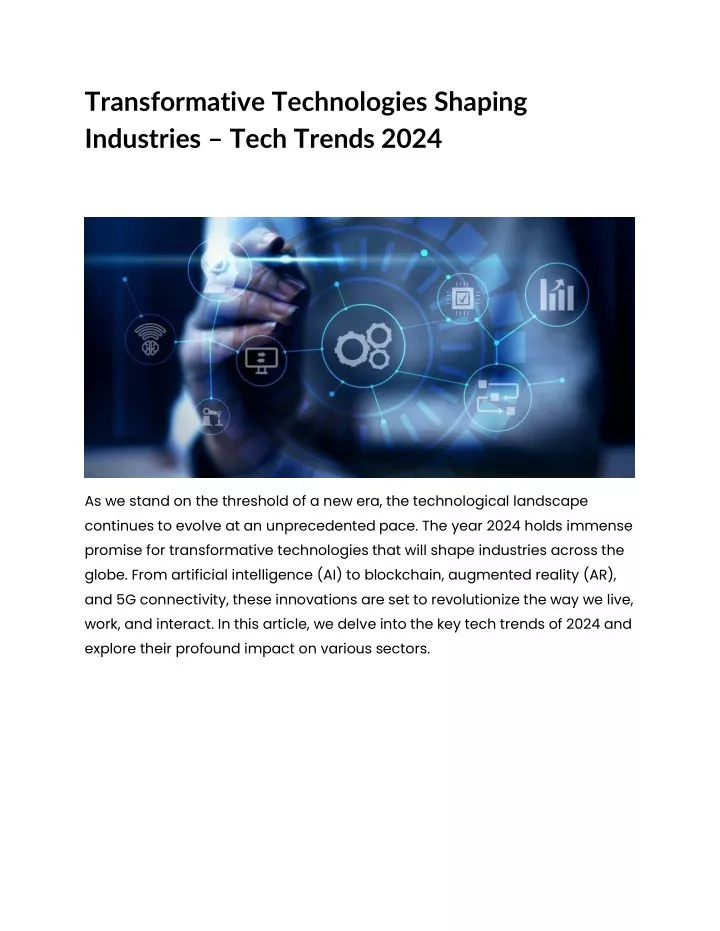transformative technologies shaping industries