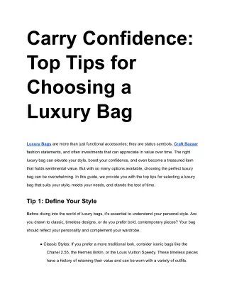 Carry Confidence Top Tips for Choosing a Luxury Bag