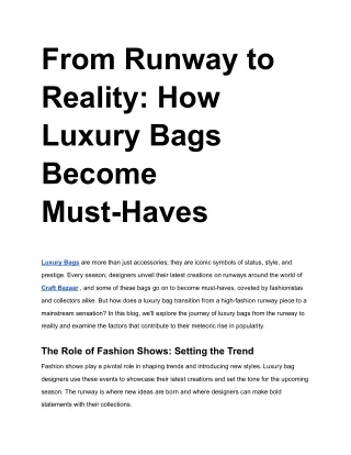 From Runway to Reality How Luxury Bags Become Must-Haves