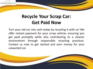 Recycle Your Scrap Car  Get Paid Now