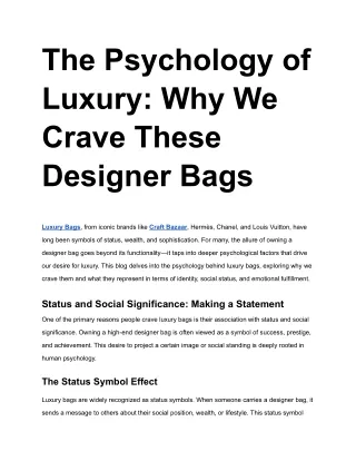 The Psychology of Luxury Why We Crave These Designer Bags