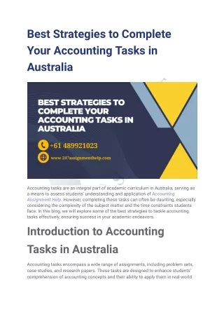 Best Strategies to Complete Your Accounting Tasks in Australia