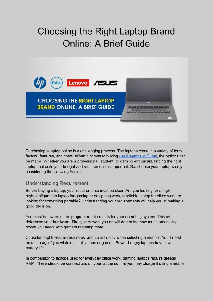 choosing the right laptop brand online a brief