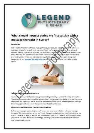 What should I expect during my first session with a massage therapist in Surrey