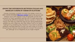 Know the Differences Between Italian and Mexican Cuisine in Terms of Flavours (1)