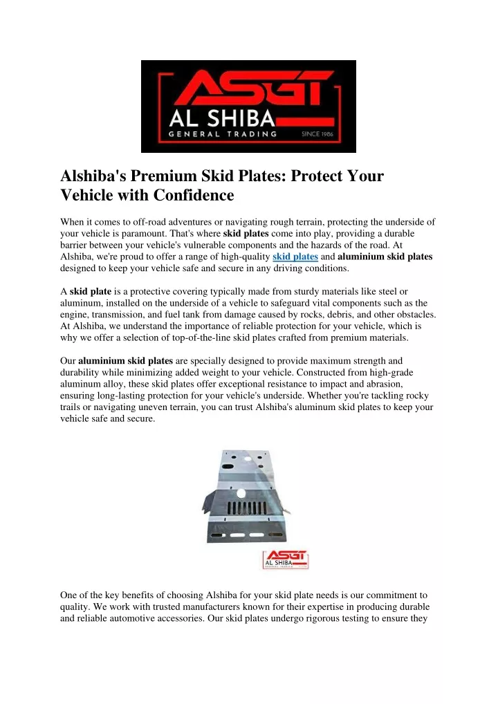 alshiba s premium skid plates protect your