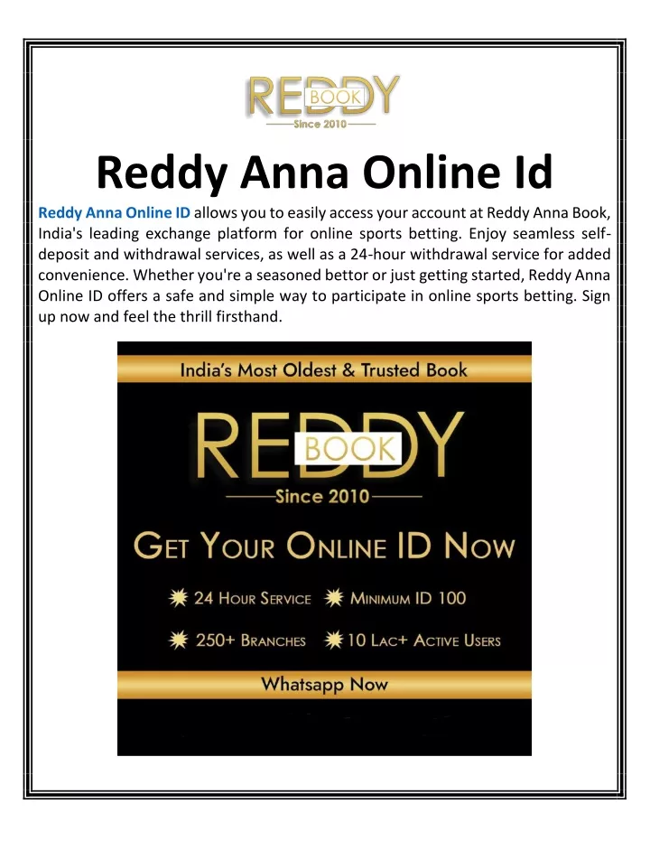 reddy anna online id reddy anna online id allows