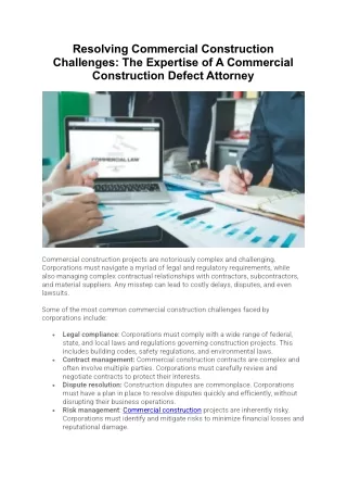 Commercial Construction Defect Attorney | Resolving Construction Defect Claims