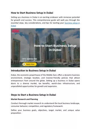 How to Start Business Setup In Dubai