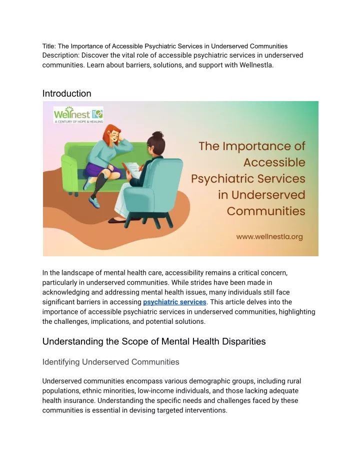 title the importance of accessible psychiatric