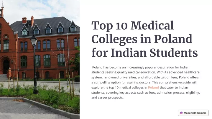 top 10 medical colleges in poland for indian